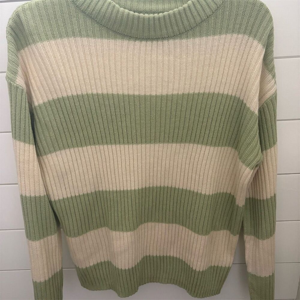 Love for Humanity Women's Green Striped‎ Knit Pullover Sweater Size L